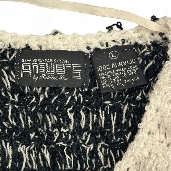 Vintage Answers Shaggy Texture Cardigan L Boho Quirky Kitschy Punk Goth Rockstar - Picture 7 of 8